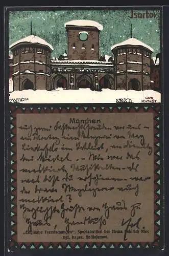 Künstler-AK Carl Kunst: München, Isartor im Schnee