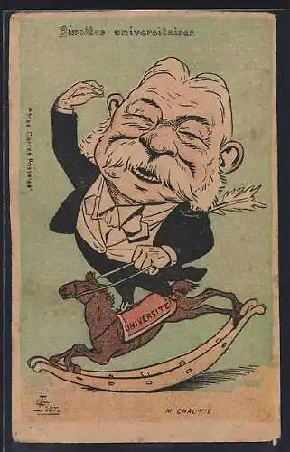 Künstler-AK sign. G. Lion: M. Chaumie auf einem Schaukelpferd