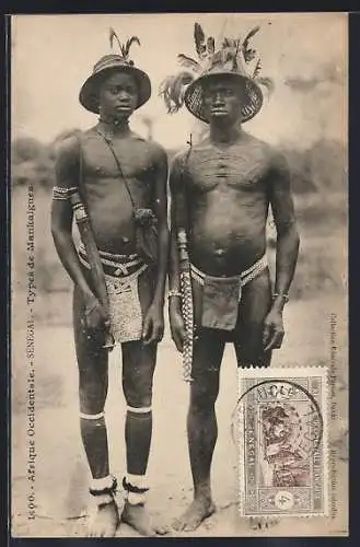 AK Männer aus dem Volk der Mankaignes mit Skarifizierungen