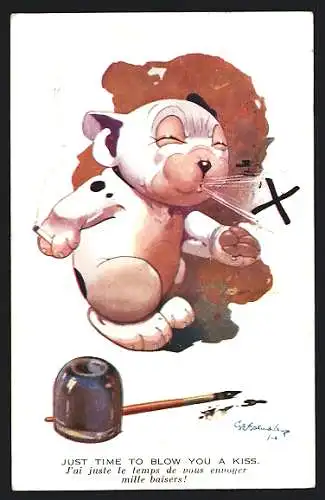 Künstler-AK George Ernest Studdy: Bonzo mit Zigarette