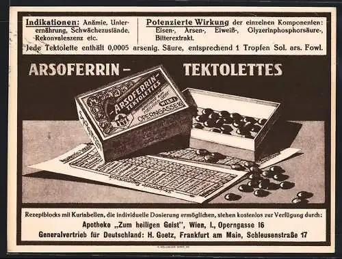 AK Reklame für Arsoferrin-Tektolettes