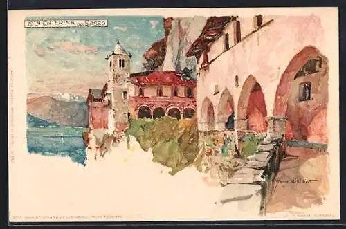 Künstler-AK Manuel Wielandt: Sta Caterina del Sasso, Ortsansicht