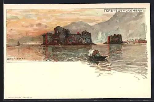 Künstler-Lithographie Manuel Wielandt: Castell di Cannero