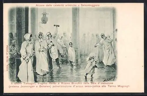 AK Salsomaggiore, Alcune delle celebrita artistiche, Il tenore Tamagno, V. Reiter e R. Storchio nella Sala d`inalazione