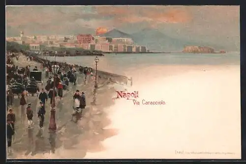 AK Napoli, Leute auf der Via Caracciolo