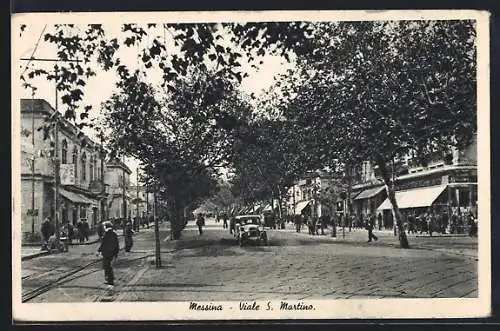 AK Messina, Viale S.Martino mit Passanten