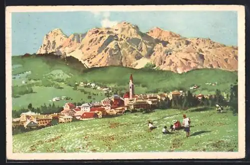 Künstler-AK Cortina d`Ampezzo, Hotel Corona