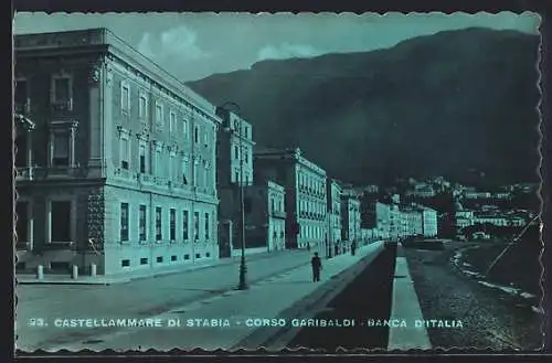 Mondschein-AK Castellammare di Stabia, Corso Garibaldi, Banca d`Italia