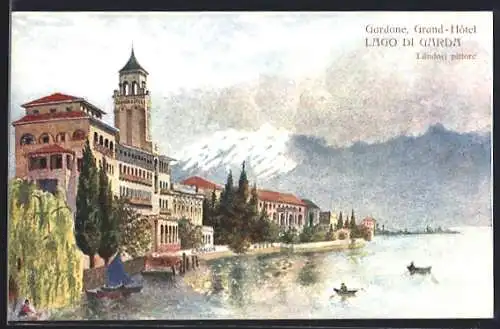 AK Gardone /Lago di Garda, Grand-Hotel, Landori pittore