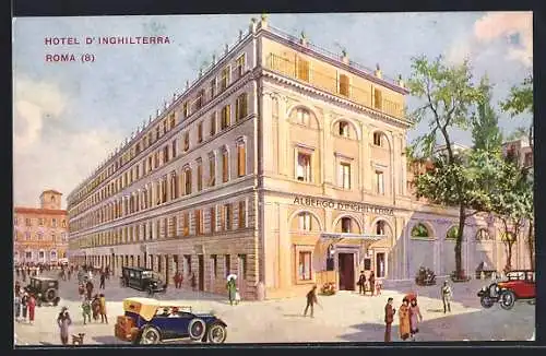 Künstler-AK Roma, Hotel d`Inghilterra, Via Bocca di Leone