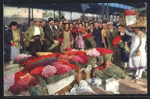AK San Remo, Mercato dei fiori, italienische Blumenverkäufer