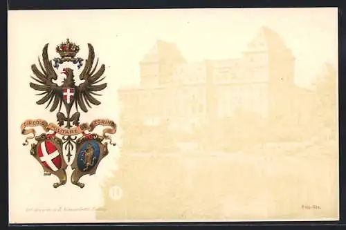 AK Torino, Gebäudeansicht, Circolo Militare, Wappen