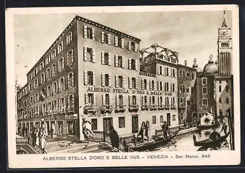 Künstler-AK Venezia, San Marco, Albergo Stella d`Oro e Belle Vue