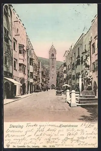 AK Sterzing, Hauptstrasse mit Blick zum Turm