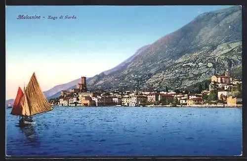 AK Malcesine /Lago di Garda, Panorama mit Burg