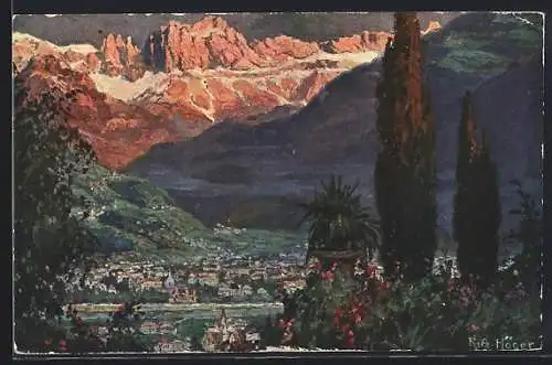 Künstler-AK Rudolf Alfred Höger: Bolzano, Bolzano col Catinaccio