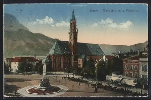AK Bozen, Walterplatz mit der Pfarrkirche