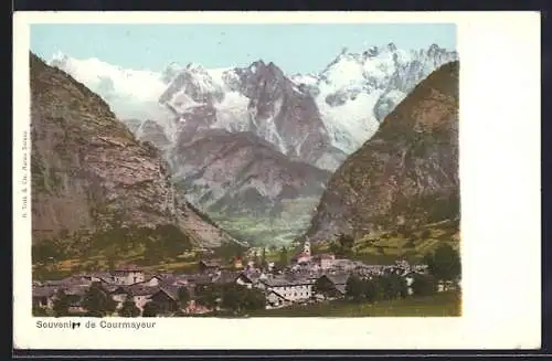 AK Courmayeur, Teilansicht mit Bergen