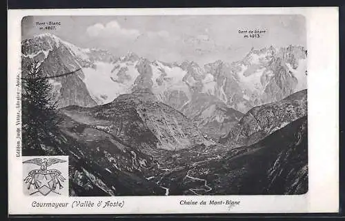 AK Courmayeur /Vallée d`Aoste, Chaine du Mont-Blanc, Mont-Blanc et Dent de Geánt