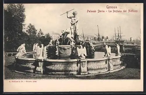 AK Genova, Palazzo Doria, La fontana del Nettuno