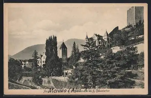 AK Meran, Gilfpromenade mit Passeierthor