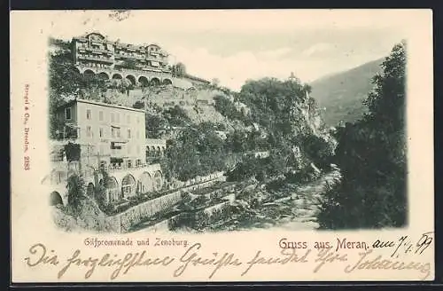 AK Meran, Gilfpromenade und Zenoburg