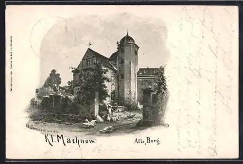 Künstler-AK Kl. Machnow, Alte Burg