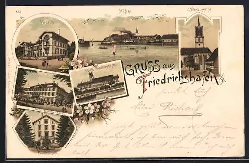 AK Friedrichshafen, Schloss, Nikolauskirche und Kurhaus