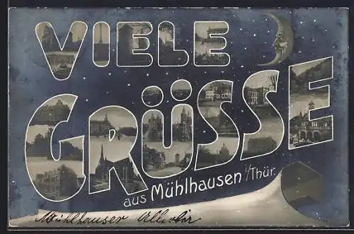 AK Mühlhausen i. Thür., Viele Grüsse mit Impressionen aus dem Ort