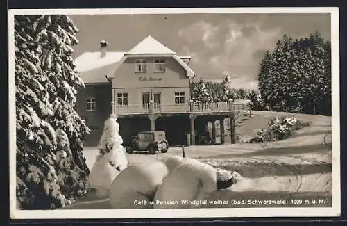 AK Windgfällweiher /bad. Schwarzwald, Café und Pension im Schnee