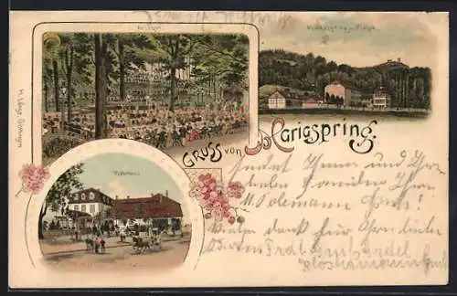 Lithographie Bovenden, Gasthof Mariaspring mi. Plesse, Wohnhaus