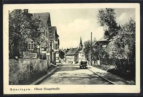 AK Münsingen, Cafe Restaurant and der Oberen Haupstrasse