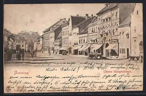 AK Freising, Obere Haupstrasse mit Geschäften