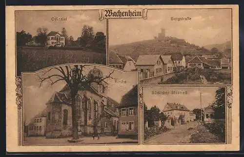 AK Wachenheim / Weinstrasse, Odinstal, Burgstrasse und Kirche