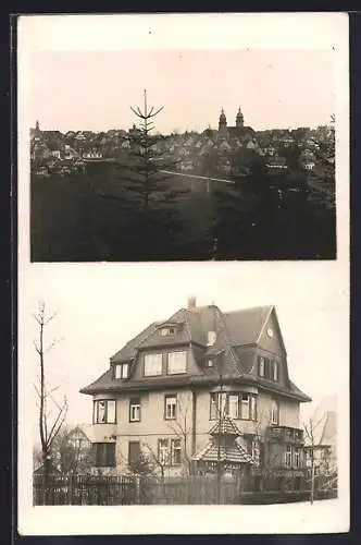 Foto-AK Freudenstadt, Haus und Blick auf den Ort