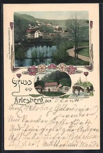 AK Arlesberg / Thür., Gasthaus zu Arlesberg, Uferpartie