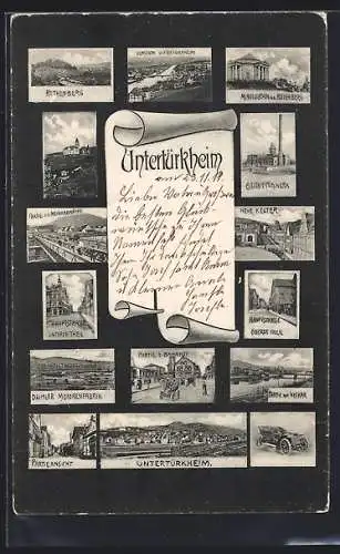 AK Untertürkheim, Bahnhof, Daimler Motorwerk und Neckarbrücke