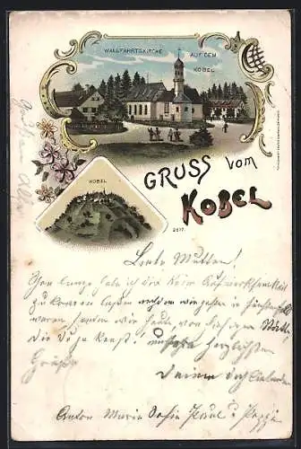 Lithographie Kobel, Wallfahrtskirche auf dem Kobel