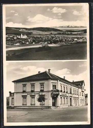 AK Stockach, Hotel Fortuna, Ortsansicht