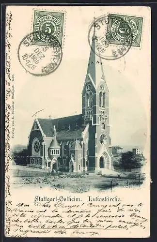 AK Stuttgart-Ostheim, Blick auf die Lukaskirche