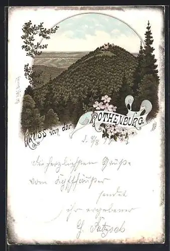 Lithographie Steinthaleben, Panorama mit Rotheburg