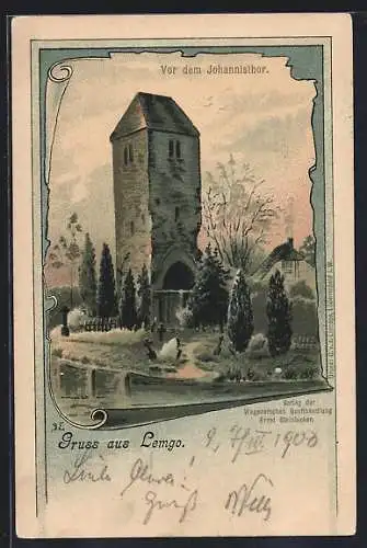 Lithographie Lemgo, Vor dem Johannisthor