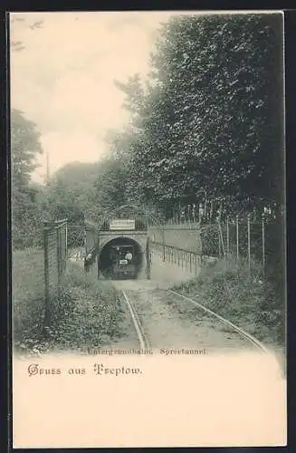AK Berlin-Treptow, Strecke der Untergrundbahn mit Spreetunnel, U-Bahn