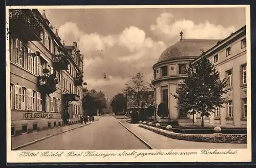 AK Bad Kissingen, Hotel Büdel gegenüber dem neuen Kurhausbad