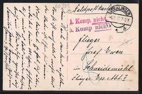 AK Völklingen, Partie am Rotenberg, Blick durch bewachsenes Tor auf Ortspartie