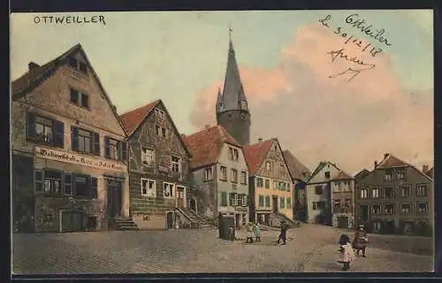 AK Ottweiler, Rathausplatz, Gasthaus Zur Rose, Inh. Jakob Kuntz