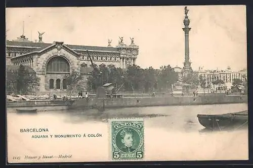 AK Barcelona, Aduana y Monumento a Colón