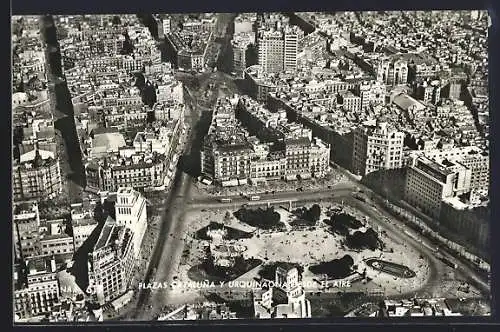 AK Barcelona, Plazas Cataluna y Urquinaona desde el aire