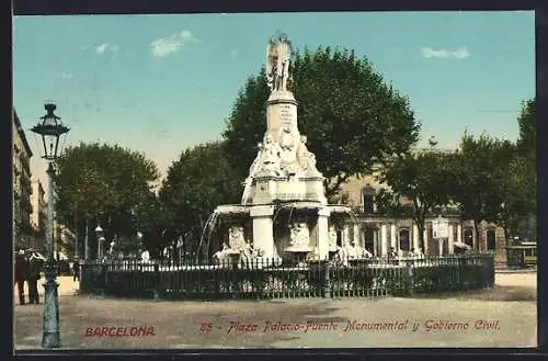 AK Barcelona, Plaza Palacio-Fuente Monumental y Gobierno Civil