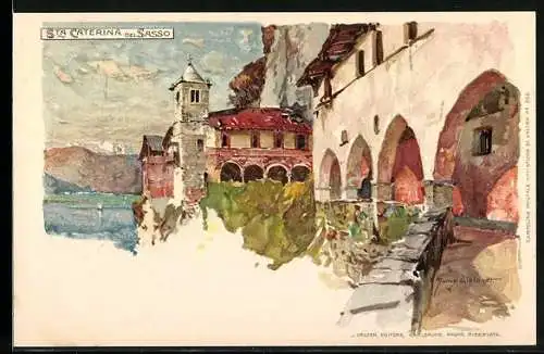 Künstler-AK Manuel Wielandt: Sta Caterina del Sasso, Ortsansicht
